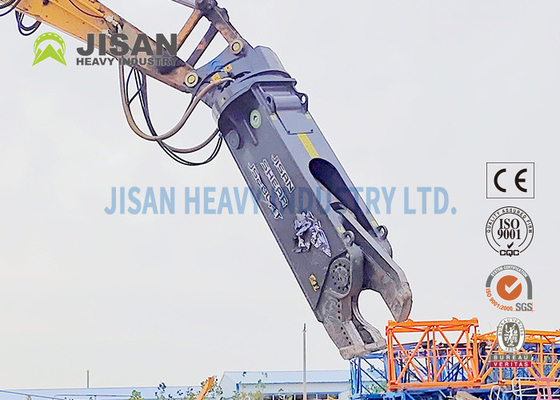 Scrap Material Cutting And Recovery With Teyun Tycs450rt Hydraulic Shear For Excavators On Industrial Demolition Sites