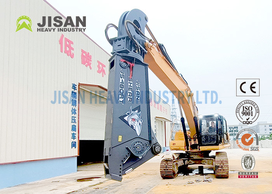 Scrap Material Cutting And Recovery With Teyun Tycs450rt Hydraulic Shear For Excavators On Industrial Demolition Sites