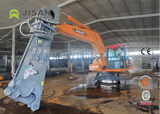 Scrap Material Cutting And Recovery With Teyun Tycs450rt Hydraulic Shear For Excavators On Industrial Demolition Sites