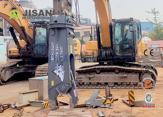 Scrap Material Cutting And Recovery With Teyun Tycs450rt Hydraulic Shear For Excavators On Industrial Demolition Sites