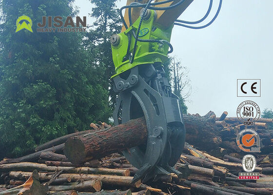 360 Degree Rotating Hydraulic Log Grapple 45 Ton Compacting Force For 20-30 Ton Excavator