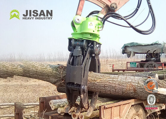 360 Degree Rotating Hydraulic Log Grapple 45 Ton Compacting Force For 20-30 Ton Excavator