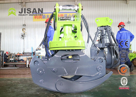 360 Degree Rotating Hydraulic Log Grapple 45 Ton Compacting Force For 20-30 Ton Excavator