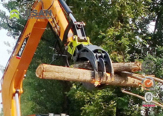 360 Degree Rotating Hydraulic Log Grapple 45 Ton Compacting Force For 20-30 Ton Excavator