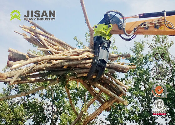 360 Degree Rotating Hydraulic Log Grapple 45 Ton Compacting Force For 20-30 Ton Excavator